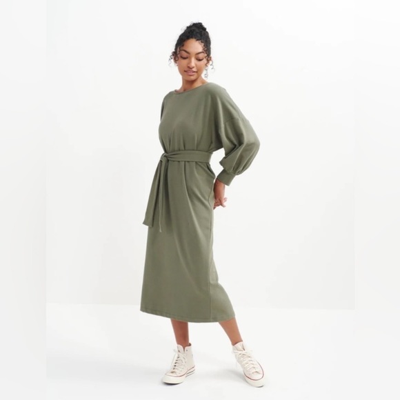 Amour Vert Dresses & Skirts - AMOUR VERT Sage Green Fleur Reverie Terry Sweatshirt Dress One Size N…